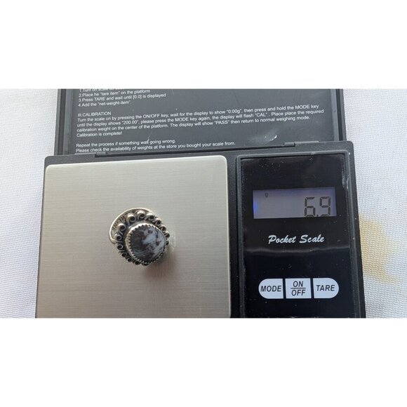 Vintage native American Sterling Silver Ring Size 5 Signed MW Dendritic Agate? - Picture 2 of 13